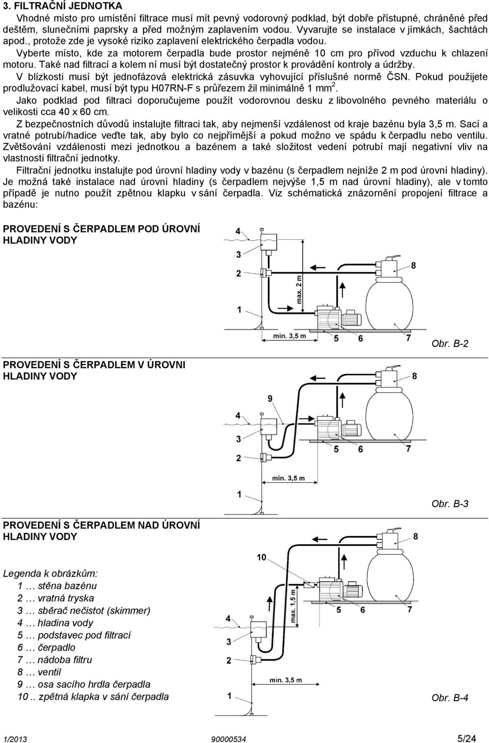 Vyberte místo, kde za motorem čerpadla bude prostor nejméně 10 cm pro přívod vzduchu k chlazení motoru. Také nad filtrací a kolem ní musí být dostatečný prostor k provádění kontroly a údržby.