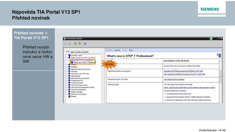 Portal V13 SP1 Přehled nových