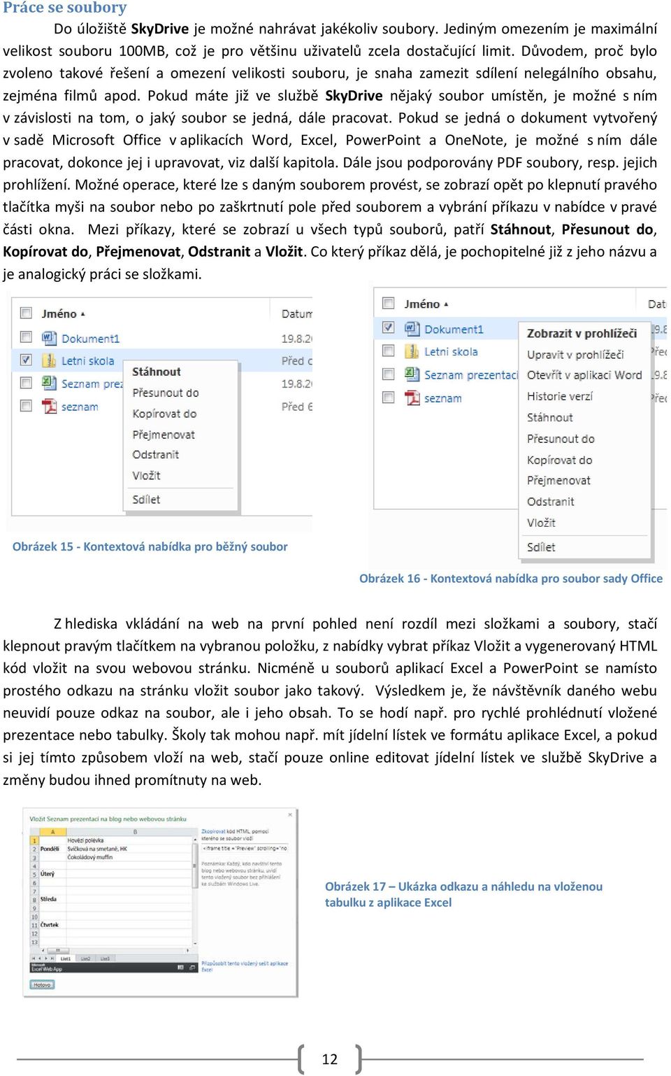 Pokud máte již ve službě SkyDrive nějaký soubor umístěn, je možné s ním v závislosti na tom, o jaký soubor se jedná, dále pracovat.