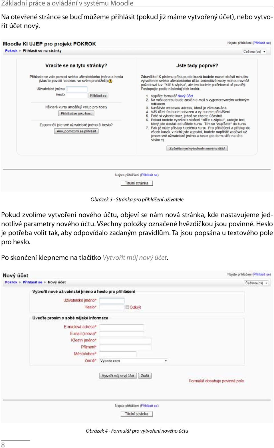 jednotlivé parametry nového účtu. Všechny položky označené hvězdičkou jsou povinné.