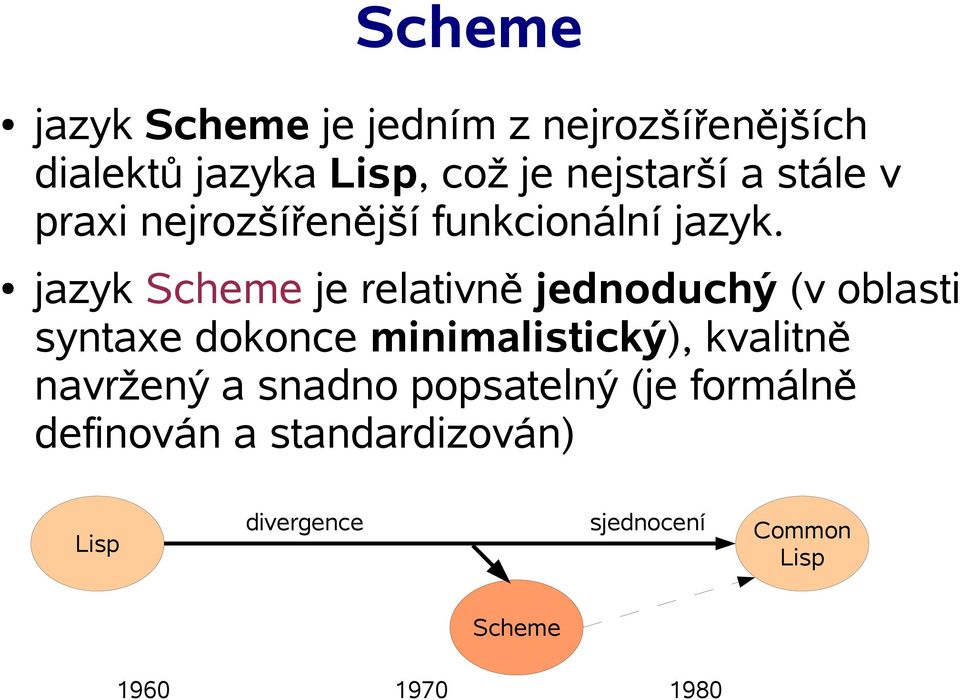 jazyk Scheme je relativně jednoduchý (v oblasti syntaxe dokonce minimalistický), kvalitně