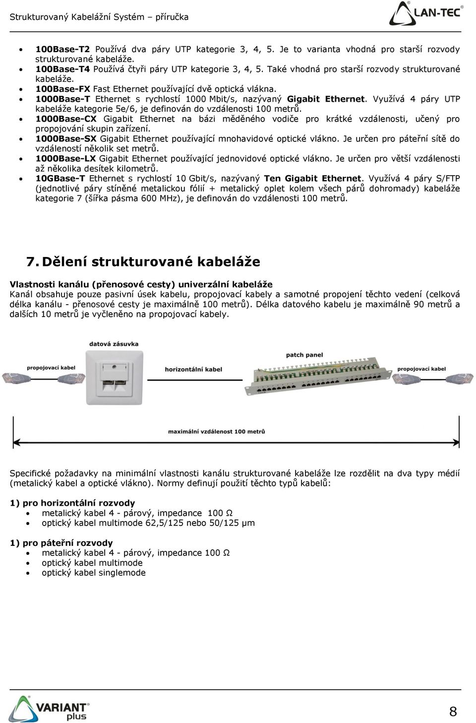 Využívá 4 páry UTP kabeláže kategorie 5e/6, je definován do vzdálenosti 100 metrů. 1000Base-CX Gigabit Ethernet na bázi měděného vodiče pro krátké vzdálenosti, učený pro propojování skupin zařízení.