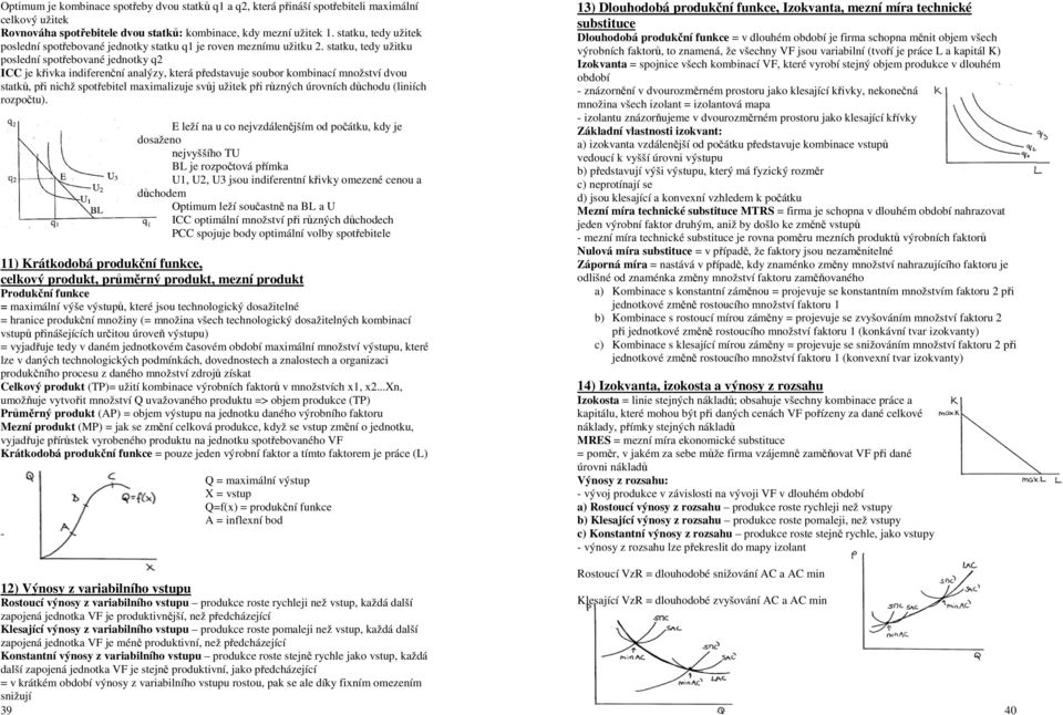 statku, tedy užitku poslední spotřebované jednotky q2 ICC je křivka indiferenční analýzy, která představuje soubor kombinací množství dvou statků, při nichž spotřebitel maximalizuje svůj užitek při