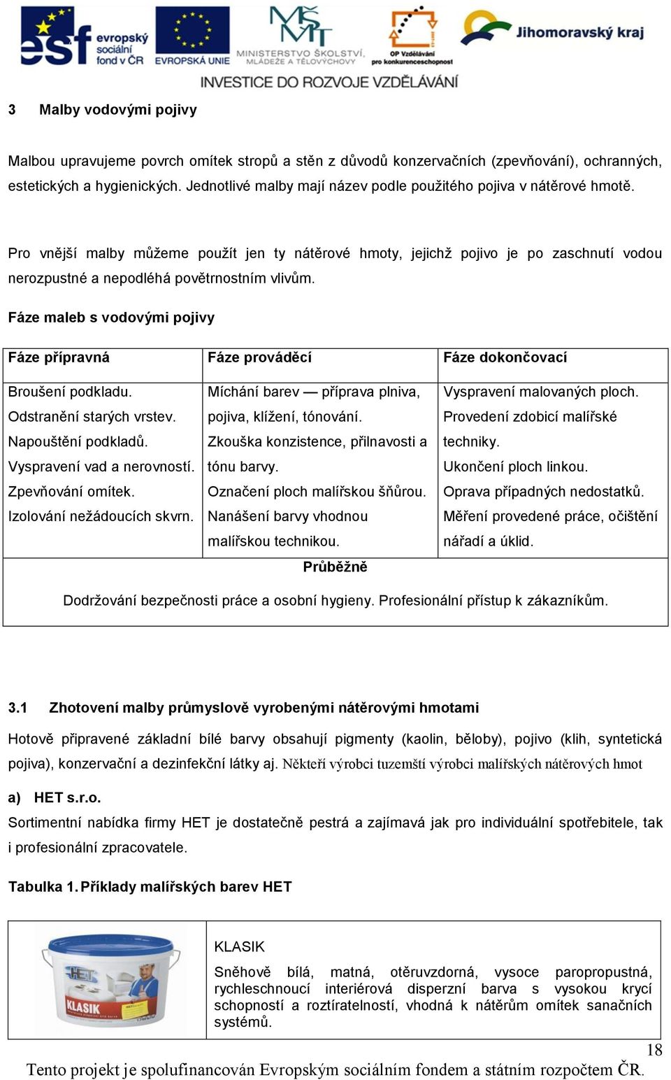 Pro vnější malby můžeme použít jen ty nátěrové hmoty, jejichž pojivo je po zaschnutí vodou nerozpustné a nepodléhá povětrnostním vlivům.