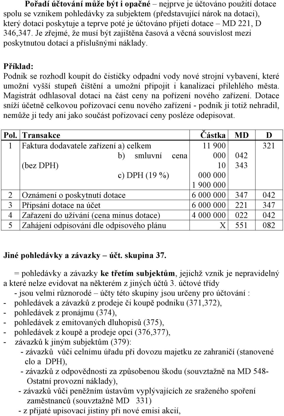 Příklad: Podnik se rozhodl koupit do čističky odpadní vody nové strojní vybavení, které umožní vyšší stupeň čištění a umožní připojit i kanalizaci přilehlého města.