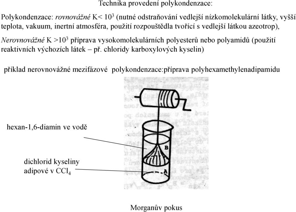 vysokomolekulárních polyesterů nebo polyamidů (použití reaktivních výchozích látek př.