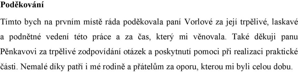 Také děkuji panu Pěnkavovi za trpělivé zodpovídání otázek a poskytnutí pomoci při