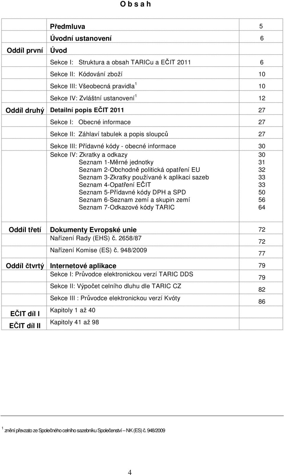 Seznam 1-Měrné jednotky 31 Seznam 2-Obchodně politická opatření EU 32 Seznam 3-Zkratky používané k aplikaci sazeb 33 Seznam 4-Opatření EČIT 33 Seznam 5-Přídavné kódy DPH a SPD 50 Seznam 6-Seznam zemí