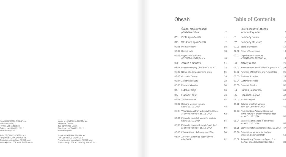 s. 19 03 Zpráva o činnosti 21 03 Activity report 21 03.01 Investice skupiny CENTROPOL do ICT 22 03.01 Investments of the CENTROPOL group in ICT 23 03.02 Nákup elektřiny a zemního plynu 24 03.