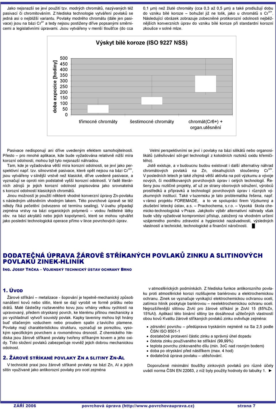 Jsou vytvářeny v menší tloušťce (do cca 0, µm) než žluté chromáty (cca 0,3 až 0,5 µm) a také prodlužují dobu do vzniku bílé koroze bohužel již ne tolik, jako u chromátů s Cr VI+.