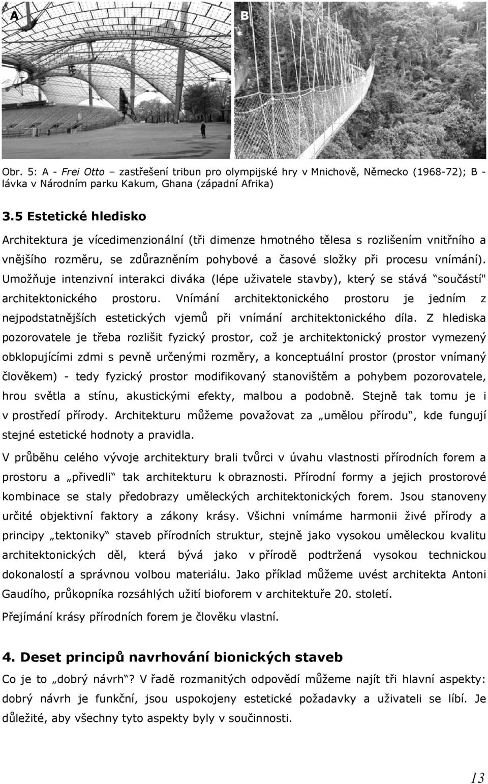 Umožňuje intenzivní interakci diváka (lépe uživatele stavby), který se stává součástí" architektonického prostoru.