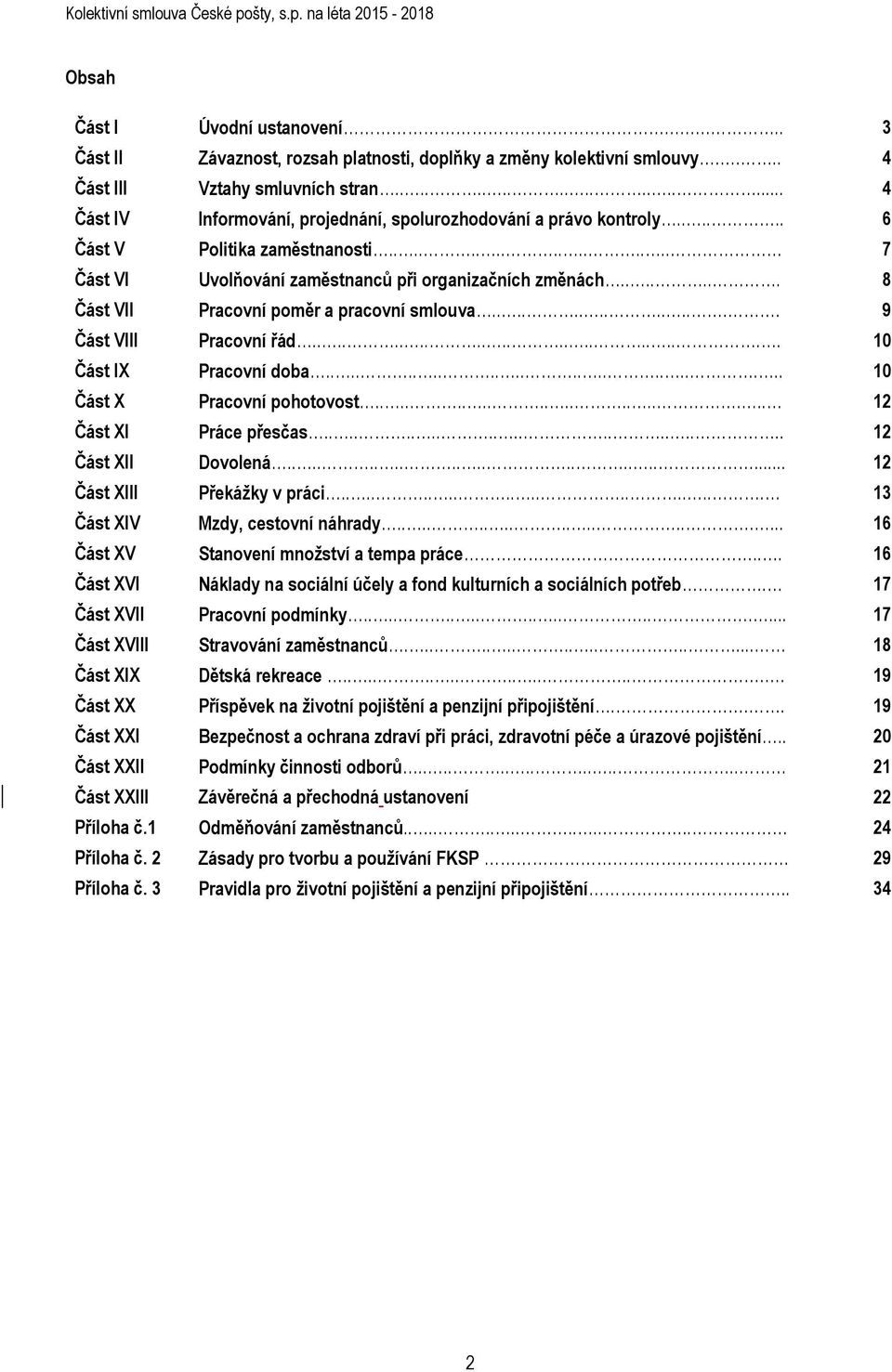 ...... 8 Část VII Pracovní poměr a pracovní smlouva.............. 9 Část VIII Pracovní řád...................... 10 Část IX Pracovní doba....................... 10 Část X Pracovní pohotovost.