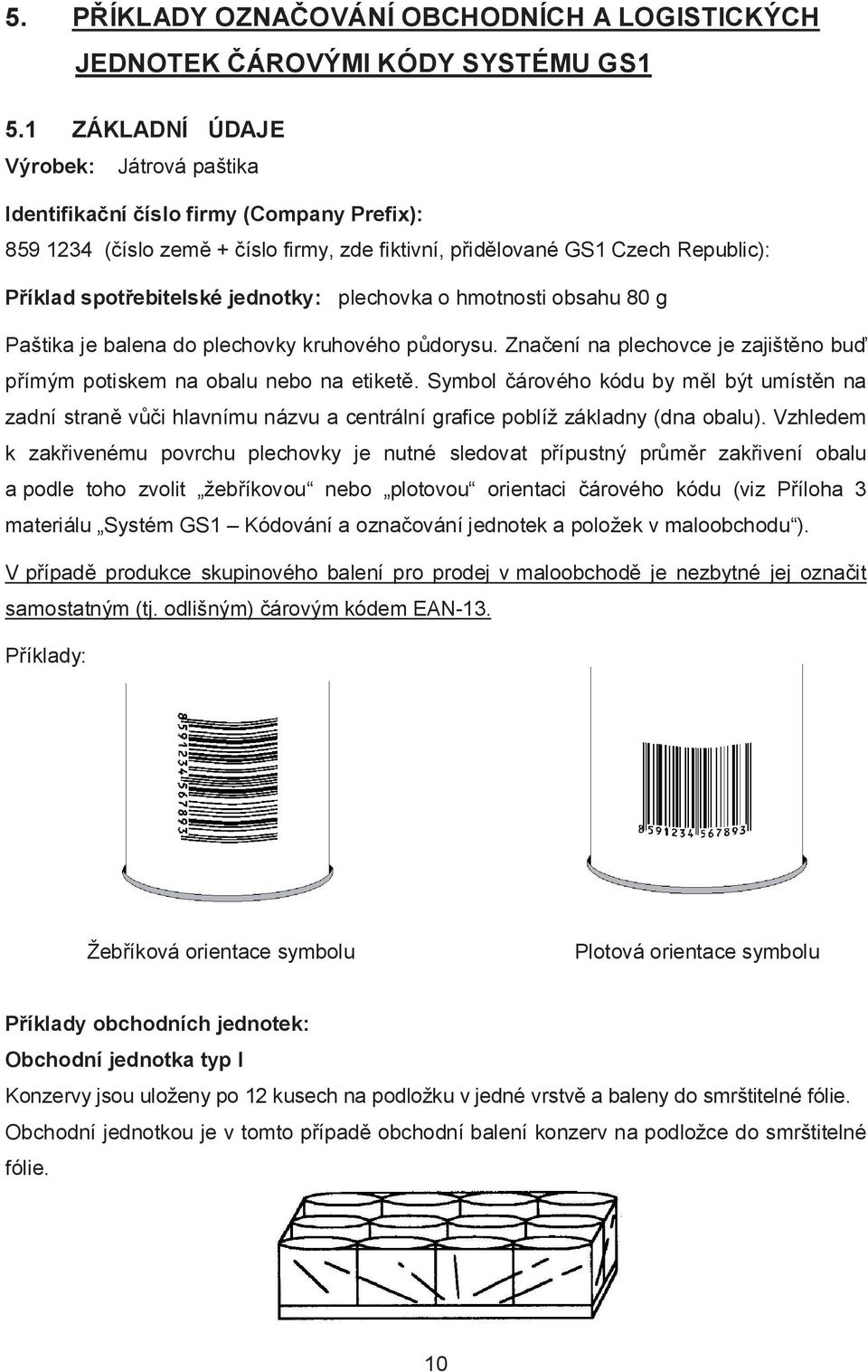 jednotky: plechovka o hmotnosti obsahu 80 g Paštika je balena do plechovky kruhového půdorysu. Značení na plechovce je zajištěno buď přímým potiskem na obalu nebo na etiketě.