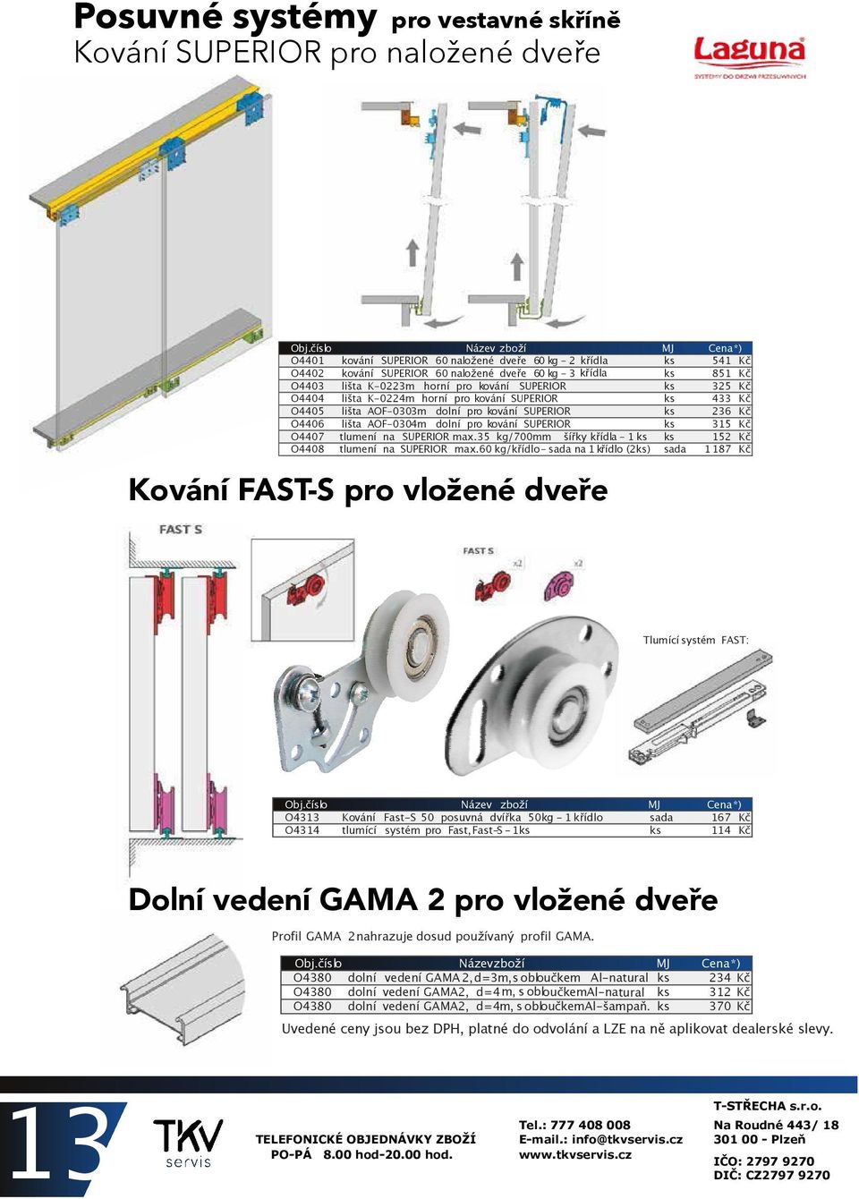 horní pro kování SUPERIOR O4405 lišta AOF-0303m dolní pro kování SUPERIOR O4406 lišta AOF-0304m dolní pro kování SUPERIOR O4407 tlumení na SUPERIOR max.