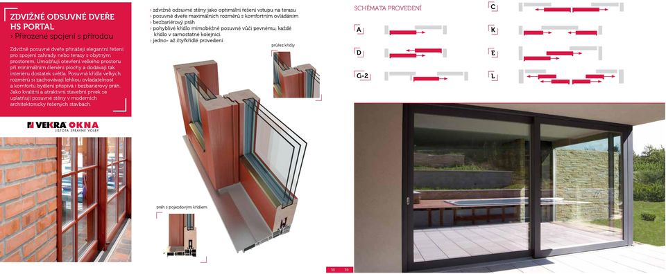 Posuvná křídla velkých rozměrů si zachovávají lehkou ovladatelnost a komfortu bydlení přispívá i bezbariérový práh.