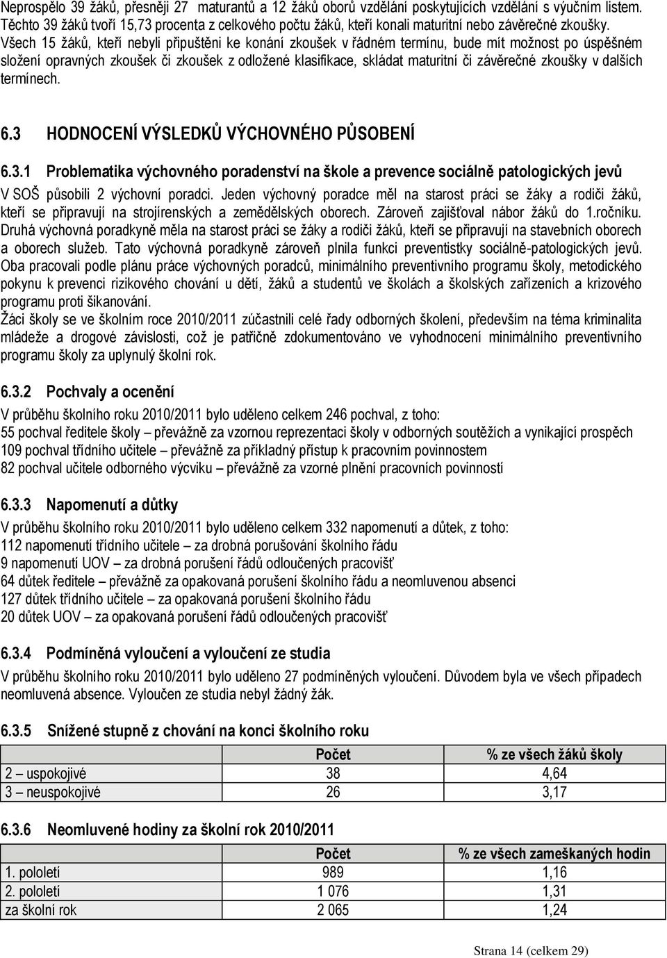 Všech 15 žáků, kteří nebyli připuštěni ke konání zkoušek v řádném termínu, bude mít možnost po úspěšném složení opravných zkoušek či zkoušek z odložené klasifikace, skládat maturitní či závěrečné