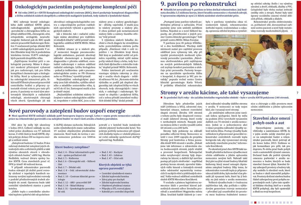 Letos v srpnu proto nemocnice zahájila práce na rekonstrukci parovodů a na zateplení budov ve staré části areálu a budovy porodnice. Obě akce by měly být ukončeny v lednu 2013.