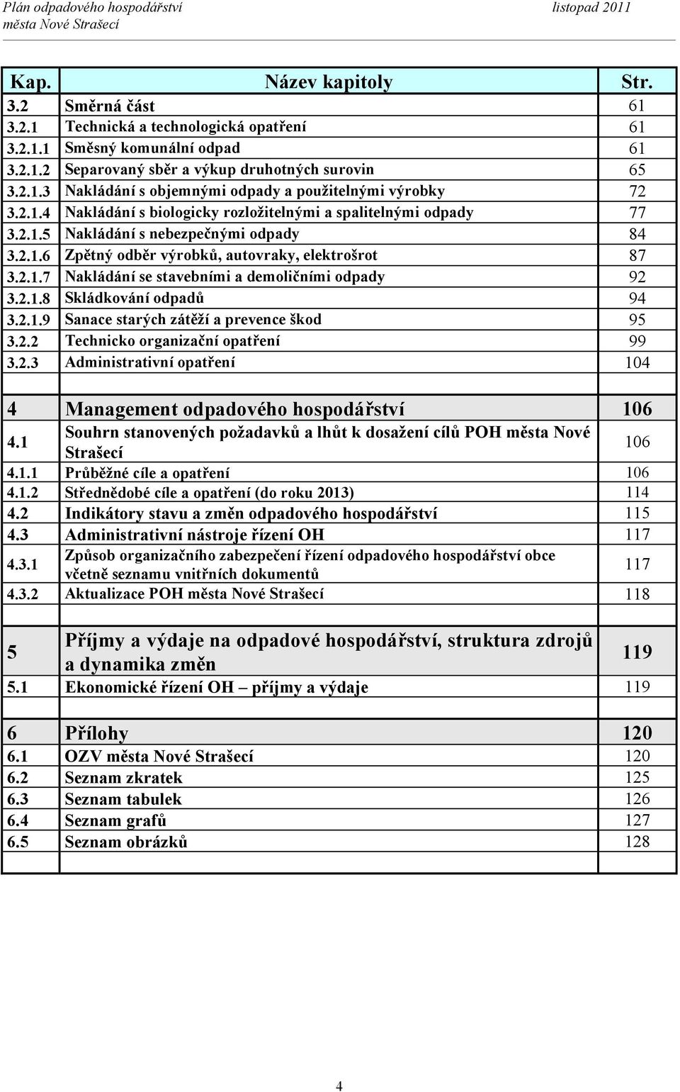 2.1.8 Skládkování odpadů 94 3.2.1.9 Sanace starých zátěží a prevence škod 95 3.2.2 Technicko organizační opatření 99 3.2.3 Administrativní opatření 104 4 Management odpadového hospodářství 106 4.