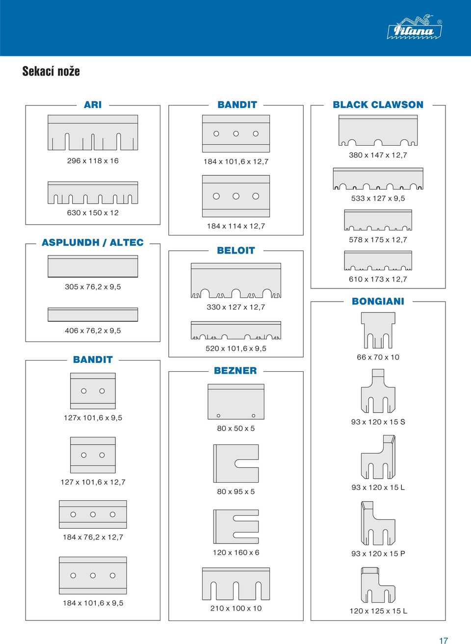 76,2 x 9,5 BANDIT 520 x 101,6 x 9,5 BEZNER 66 x 70 x 10 127x 101,6 x 9,5 80 x 50 x 5 93 x 120 x 15 S 127 x 101,6 x 12,7 80