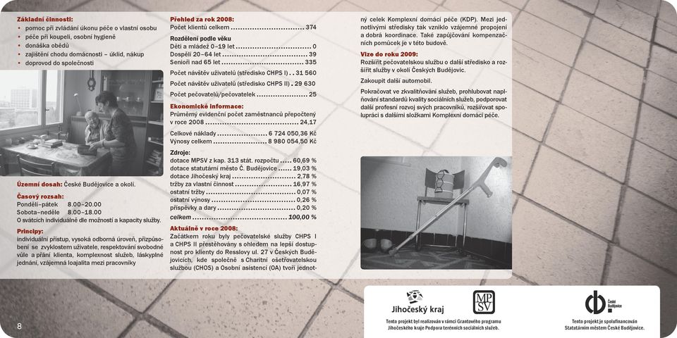 Principy: individuální přístup, vysoká odborná úroveň, přizpůsobení se zvyklostem uživatele, respektování svobodné vůle a přání klienta, komplexnost služeb, láskyplné jednání, vzájemná loajalita mezi