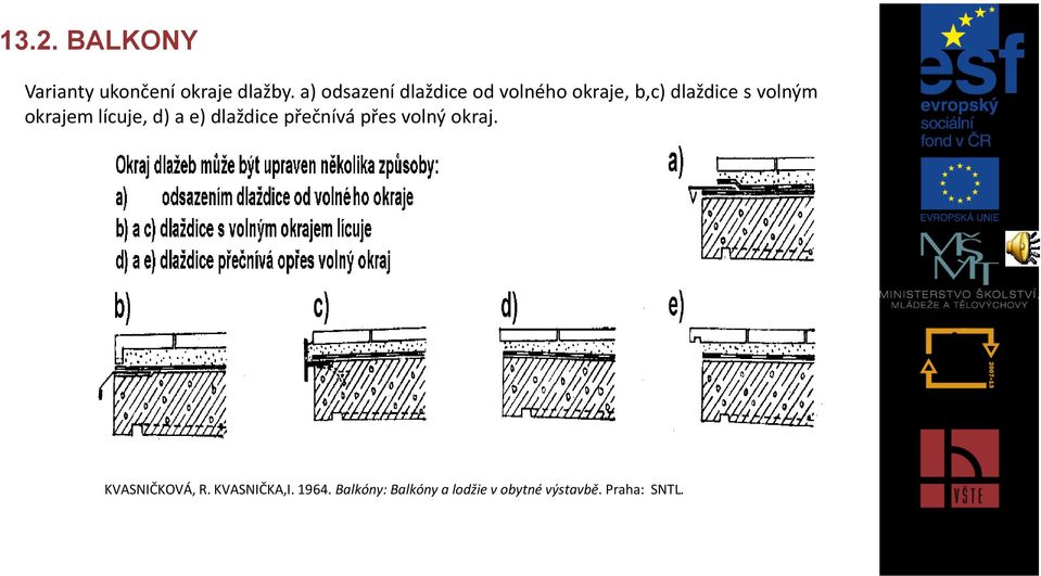 okrajem lícuje, d) a e) dlaždice přečnívá přes volný okraj.