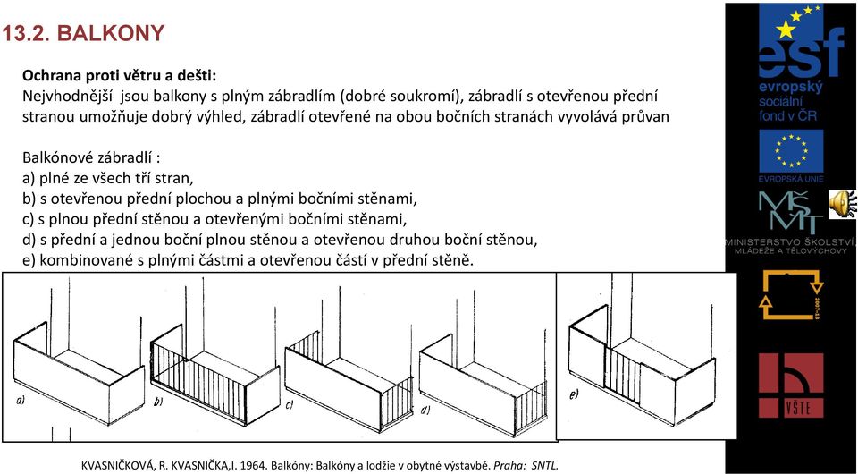 plnými bočními stěnami, c) s plnou přední stěnou a otevřenými bočními stěnami, d) s přední a jednou boční plnou stěnou a otevřenou druhou boční stěnou,