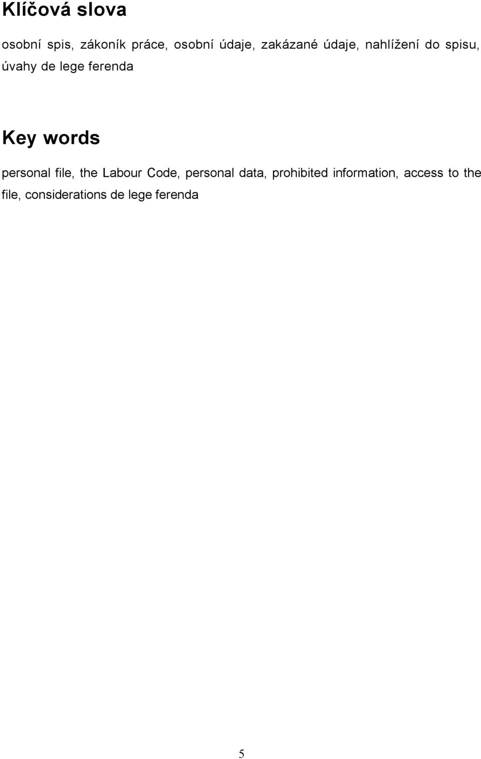 words personal file, the Labour Code, personal data,