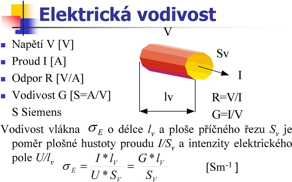 délce l v a ploše příčného řezu S v je poměr plošné hustoty proudu