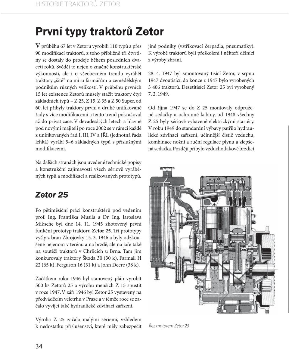 V průběhu prvních 15 let existence Zetorů musely stačit traktory čtyř základních typů Z 25, Z 15, Z 35 a Z 50 Super, od 60.