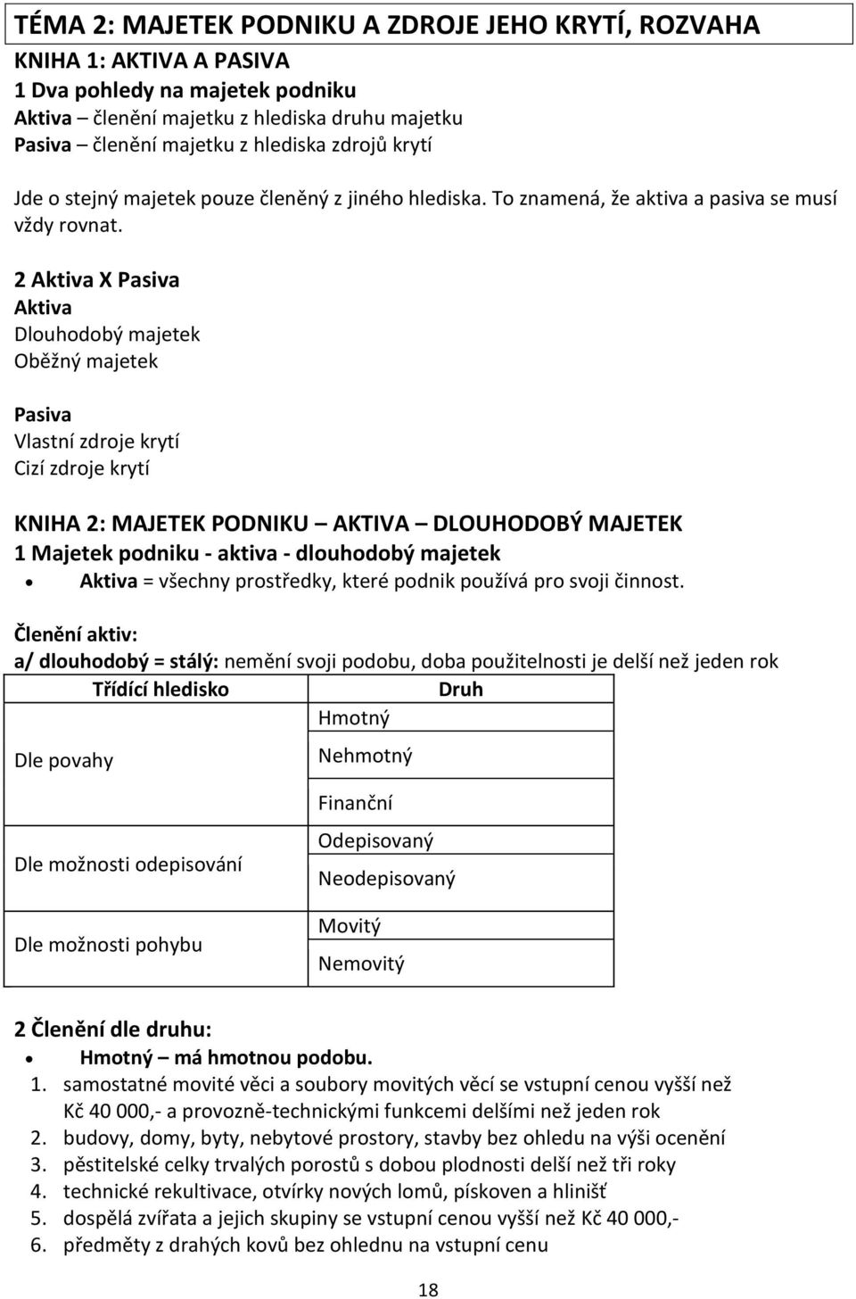 2 Aktiva X Pasiva Aktiva Dlouhodobý majetek Oběžný majetek Pasiva Vlastní zdroje krytí Cizí zdroje krytí KNIHA 2: MAJETEK PODNIKU AKTIVA DLOUHODOBÝ MAJETEK 1 Majetek podniku - aktiva - dlouhodobý