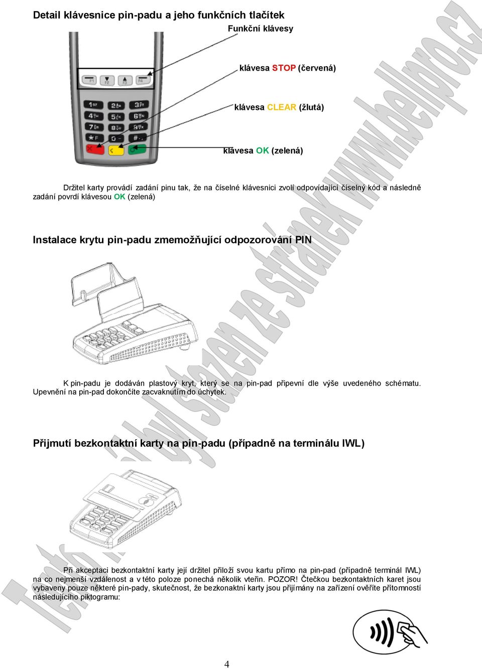 dle výše uvedeného schématu. Upevnění na pin-pad dokončíte zacvaknutím do úchytek.