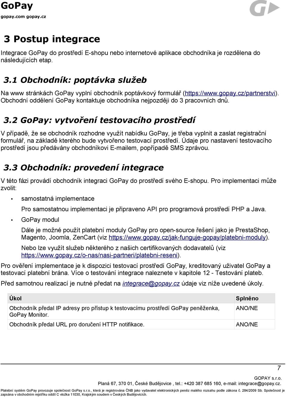 Obchodní oddělení GoPay kontaktuje obchodníka nejpozději do 3 