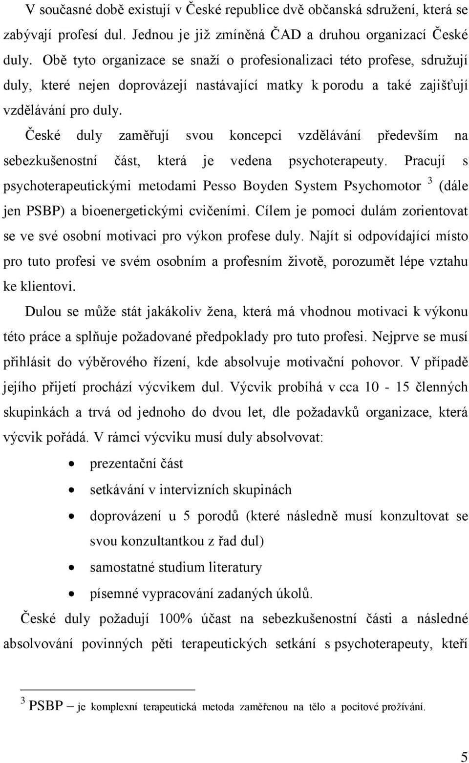 České duly zaměřují svou koncepci vzdělávání především na sebezkušenostní část, která je vedena psychoterapeuty.