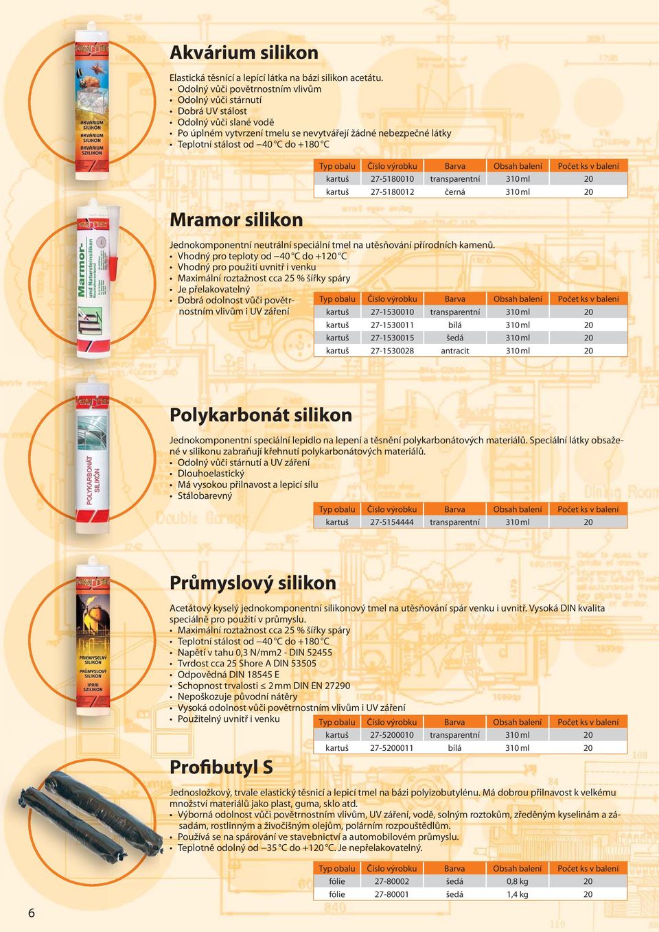 silikon kartuš 27-5180010 transparentní 310 ml 20 kartuš 27-5180012 černá 310 ml 20 Jednokomponentní neutrální speciální tmel na utěsňování přírodních kamenů.