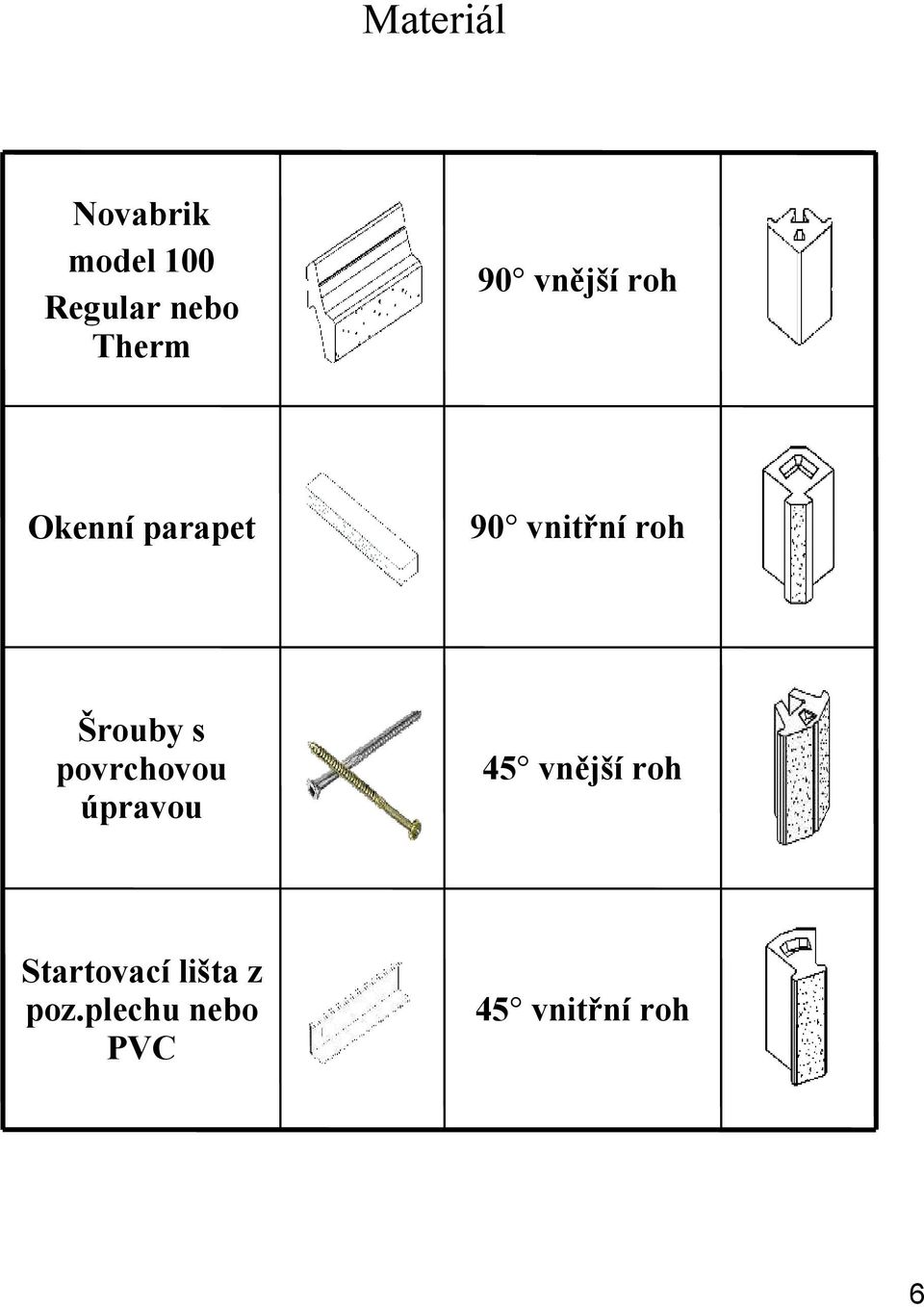 Šrouby s povrchovou úpravou 45 vnější roh