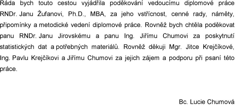 Rovněž bych chtěla poděkovat panu RNDr. Janu Jirovskému a panu Ing.