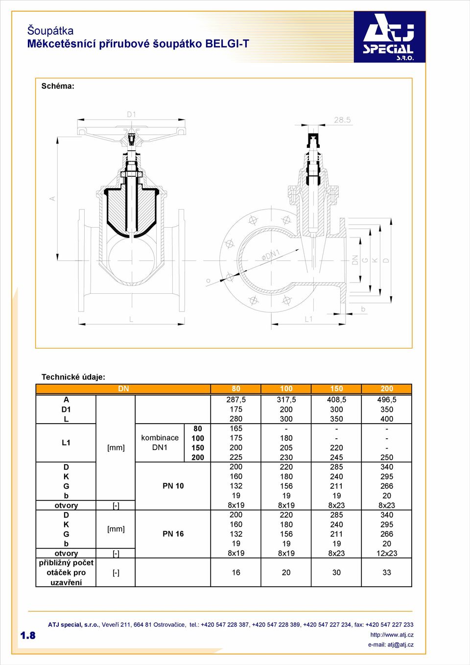 819 819 823 823 D 200 220 285 340 K 160 180 240 295 [mm] G PN 16 132 156 211 266 b 19 19 19 20 otvory [-] 819 819 823 1223 přibližný počet otáček pro