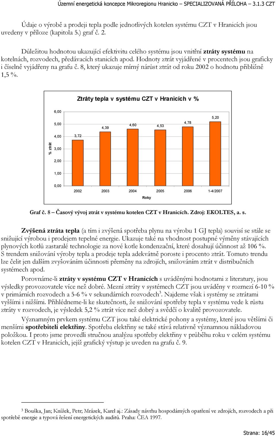 Hodnoty ztrát vyjádřené v procentech jsou graficky i číselně vyjádřeny na grafu č. 8, který ukazuje mírný nárůst ztrát od roku 2002 o hodnotu přibližně 1,5 %.