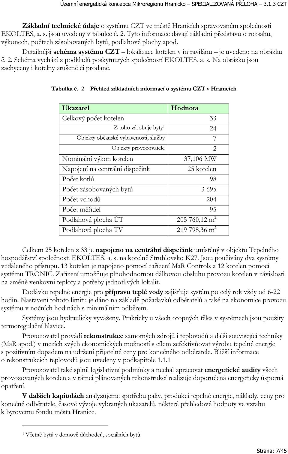 2. Schéma vychází z podkladů poskytnutých společností EKOLTES, a. s. Na obrázku jsou zachyceny i kotelny zrušené či prodané. Tabulka č.