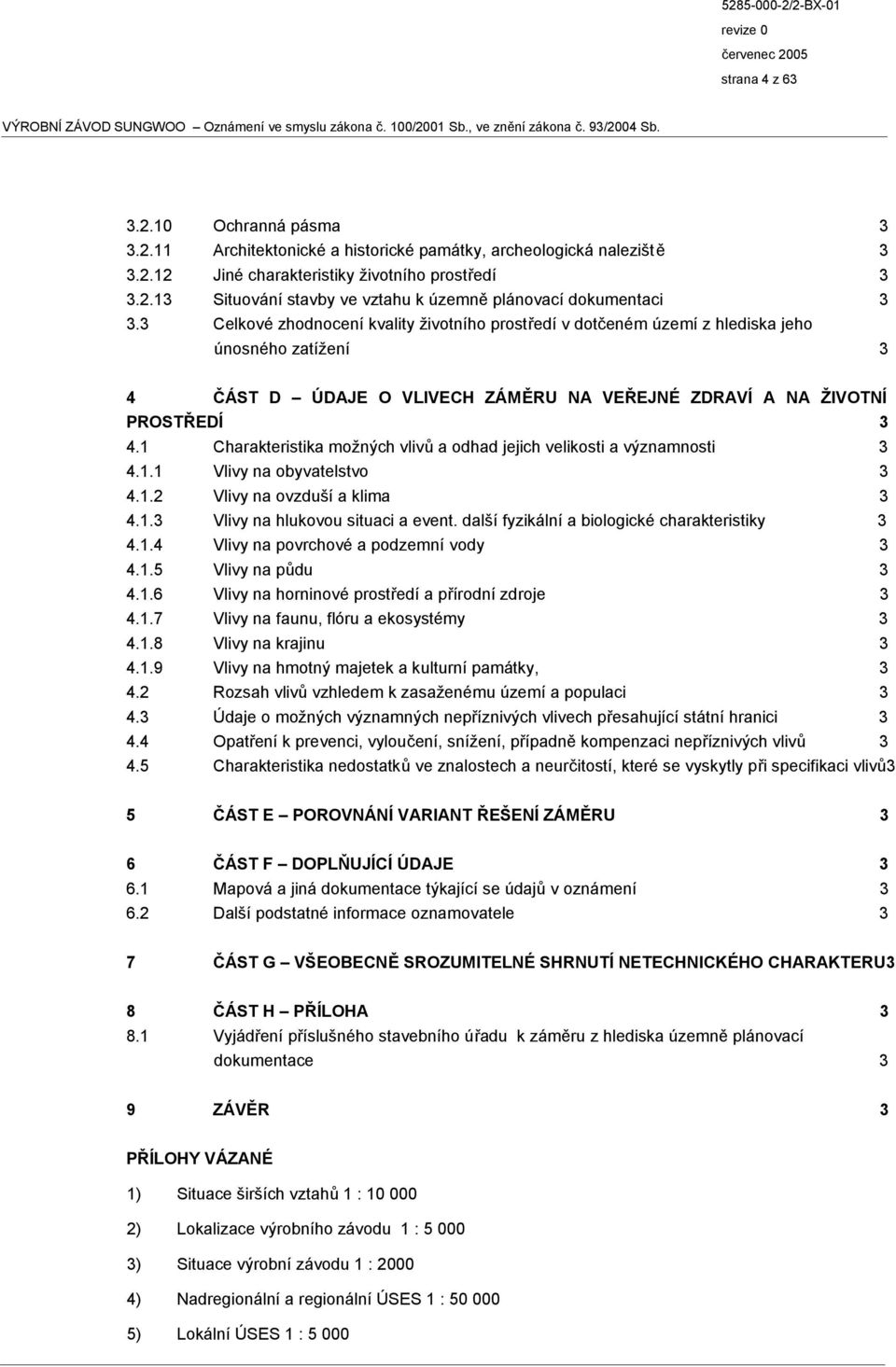 1 Charakteristika možných vlivů a odhad jejich velikosti a významnosti 3 4.1.1 Vlivy na obyvatelstvo 3 4.1.2 Vlivy na ovzduší a klima 3 4.1.3 Vlivy na hlukovou situaci a event.