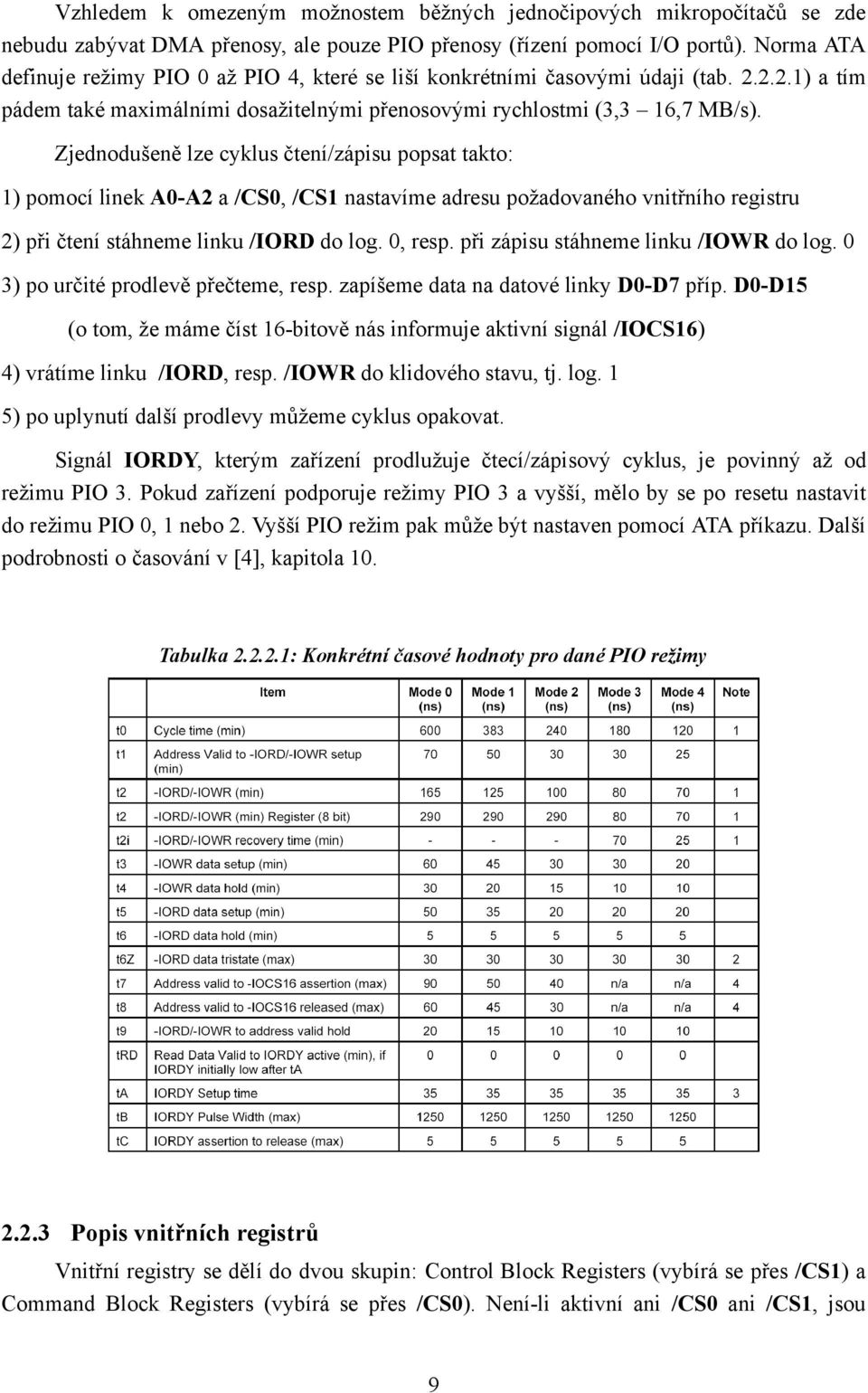 Zjednodušeně lze cyklus čtení/zápisu popsat takto: ) pomocí linek A-A a /CS, /CS nastavíme adresu požadovaného vnitřního registru ) při čtení stáhneme linku /IORD do log., resp.