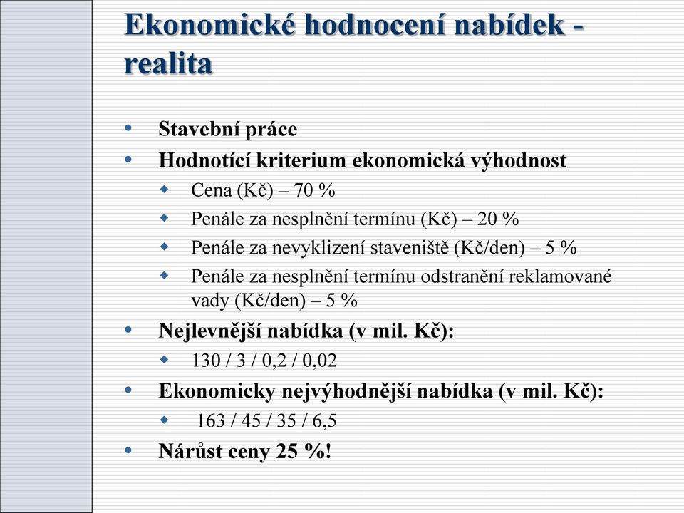 Penále za nesplnění termínu odstranění reklamované vady (Kč/den) 5 % Nejlevnější nabídka (v mil.