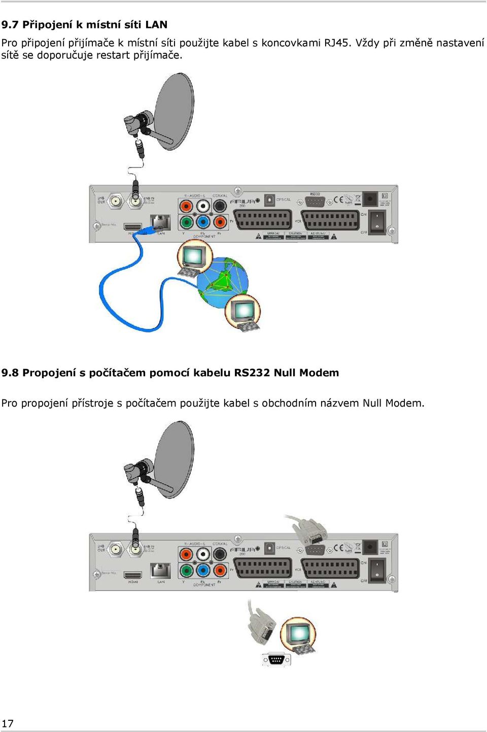 Vždy při změně nastavení sítě se doporučuje restart přijímače. 9.