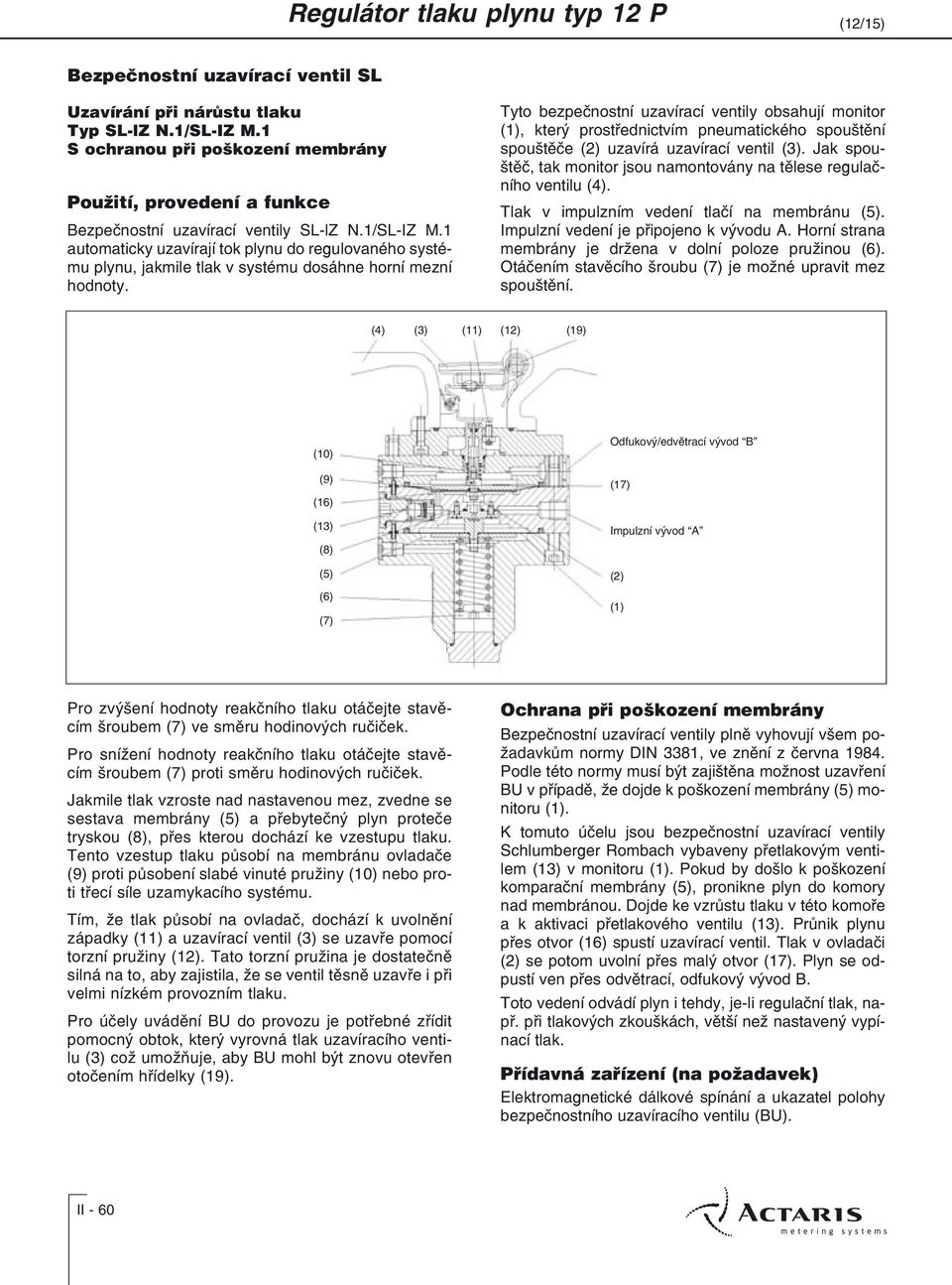 Tyto bezpeènostní uzavírací ventily obsahují monitor (1), který prostøednictvím pneumatického spouštìní spouštìèe (2) uzavírá uzavírací ventil (3).