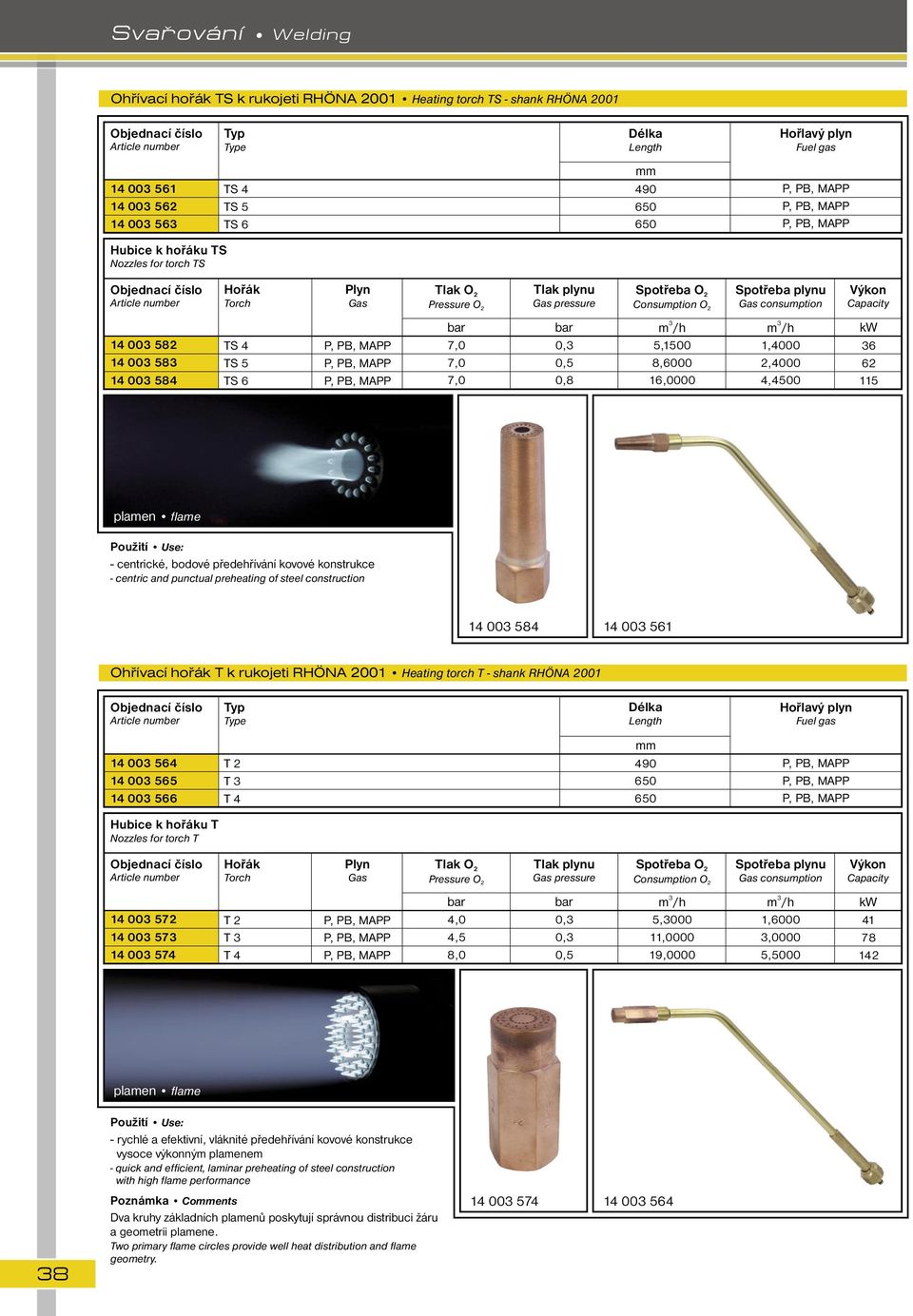 předehřívání kovové konstrukce - centric and punctual preheating of steel construction 14 00 584 14 00 561 Ohřívací hořák T k rukojeti RHÖNA 2001 Heating torch T - shank RHÖNA 2001 14 00 564 14 00