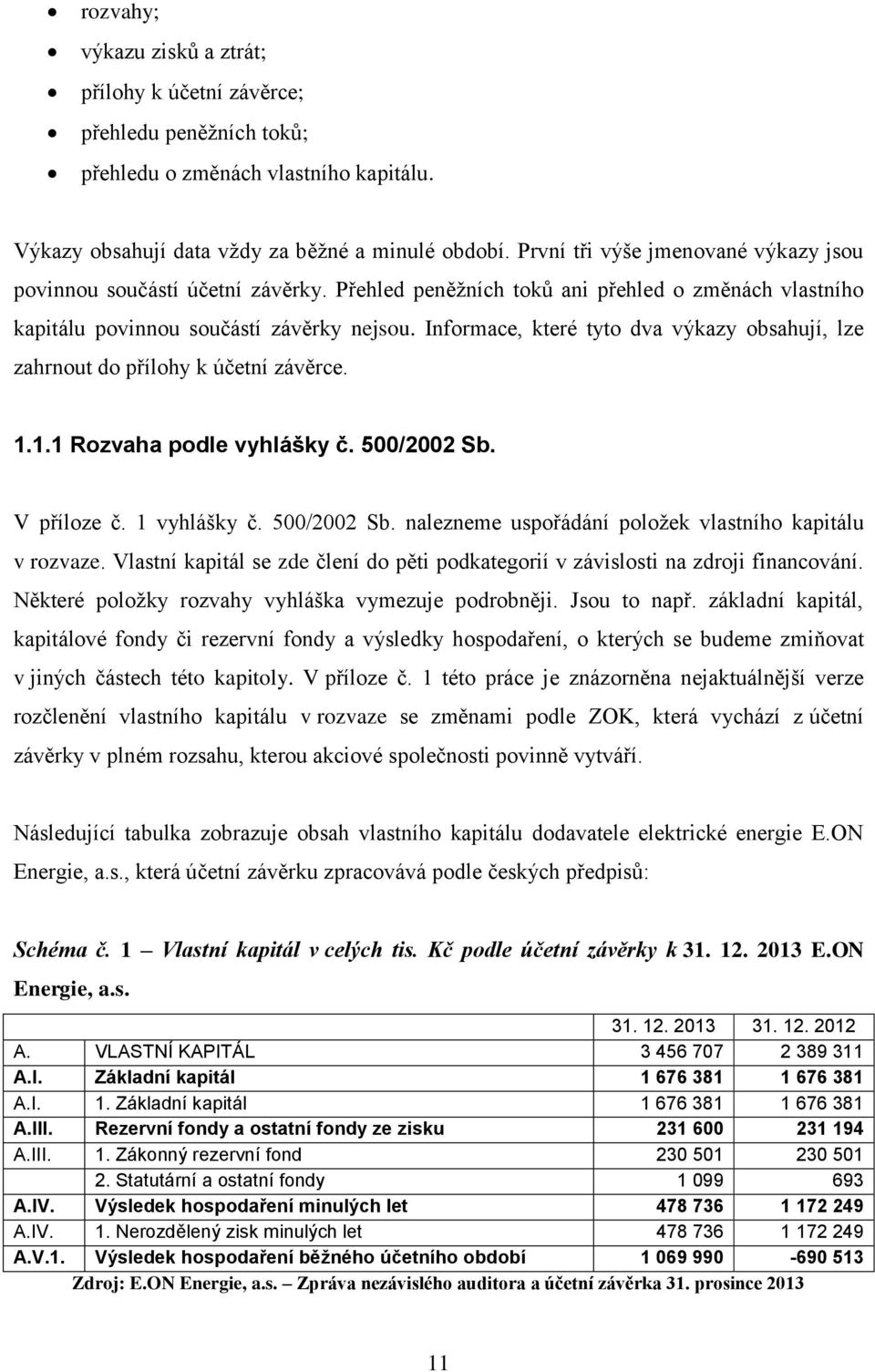 Informace, které tyto dva výkazy obsahují, lze zahrnout do přílohy k účetní závěrce. 1.1.1 Rozvaha podle vyhlášky č. 500/2002 Sb. V příloze č. 1 vyhlášky č. 500/2002 Sb. nalezneme uspořádání položek vlastního kapitálu v rozvaze.