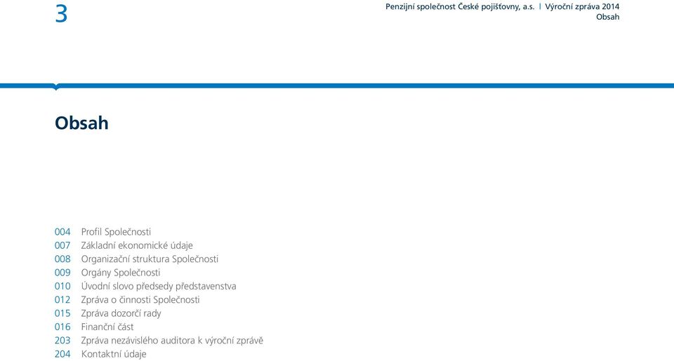 předsedy představenstva 012 Zpráva o činnosti Společnosti 015 Zpráva dozorčí