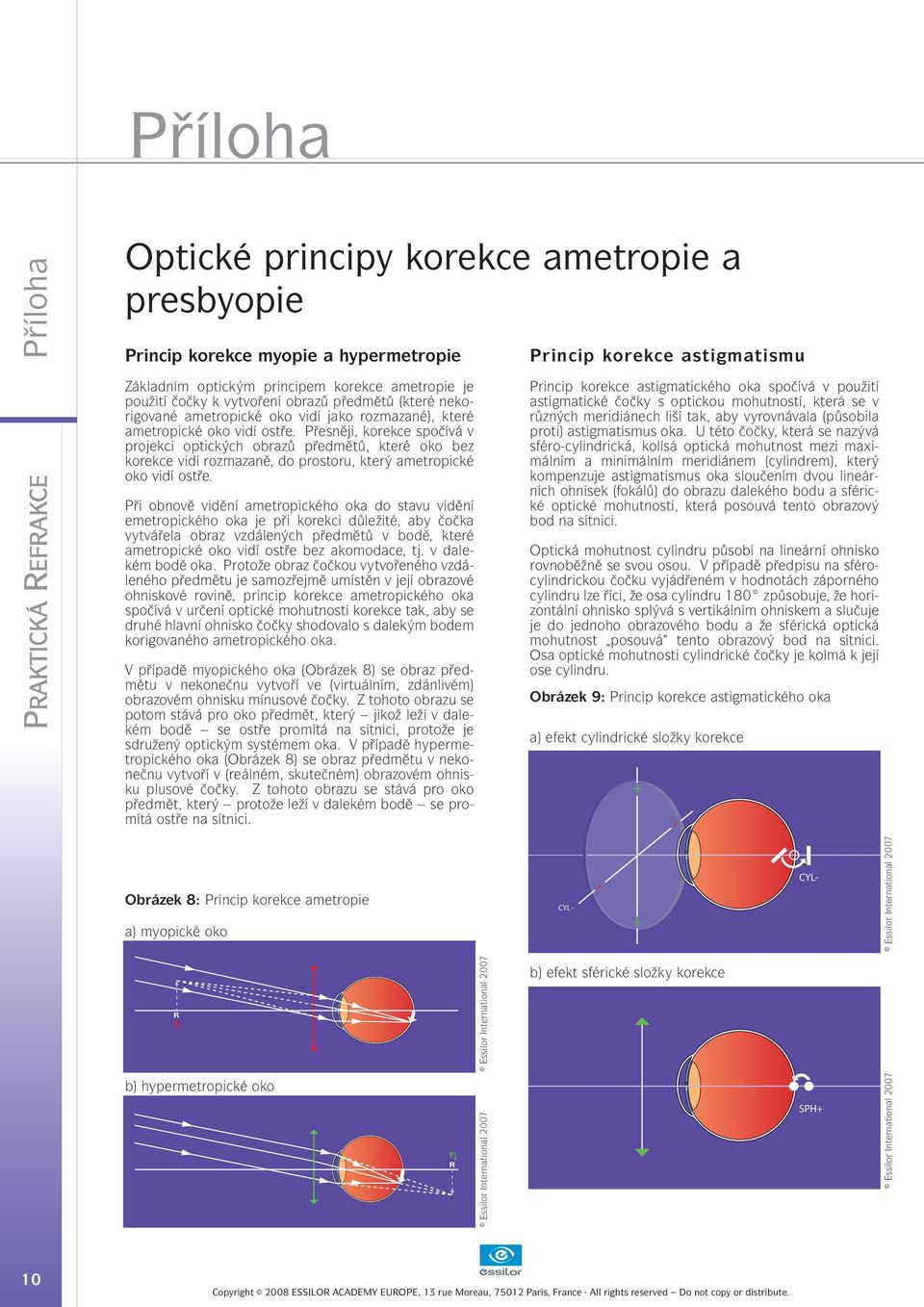 Přesněji, korekce spočívá v projekci optických obrazů předmětů, které oko bez korekce vidí rozmazaně, do prostoru, který ametropické oko vidí ostře.