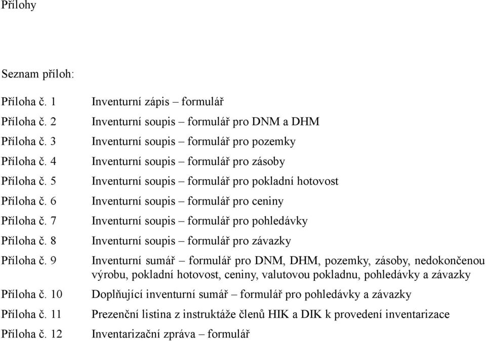 Inventurní soupis formulář pro ceniny Inventurní soupis formulář pro pohledávky Inventurní soupis formulář pro závazky Inventurní sumář formulář pro DNM, DHM, pozemky, zásoby, nedokončenou výrobu,