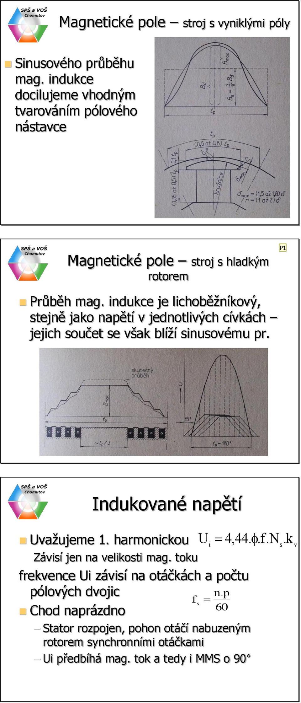 indukce je lichoběžníkový, stejně jako napětí v jednotlivých cívkách jejich součet se však blíží sinusovému pr. ndukované napětí važujeme 1.